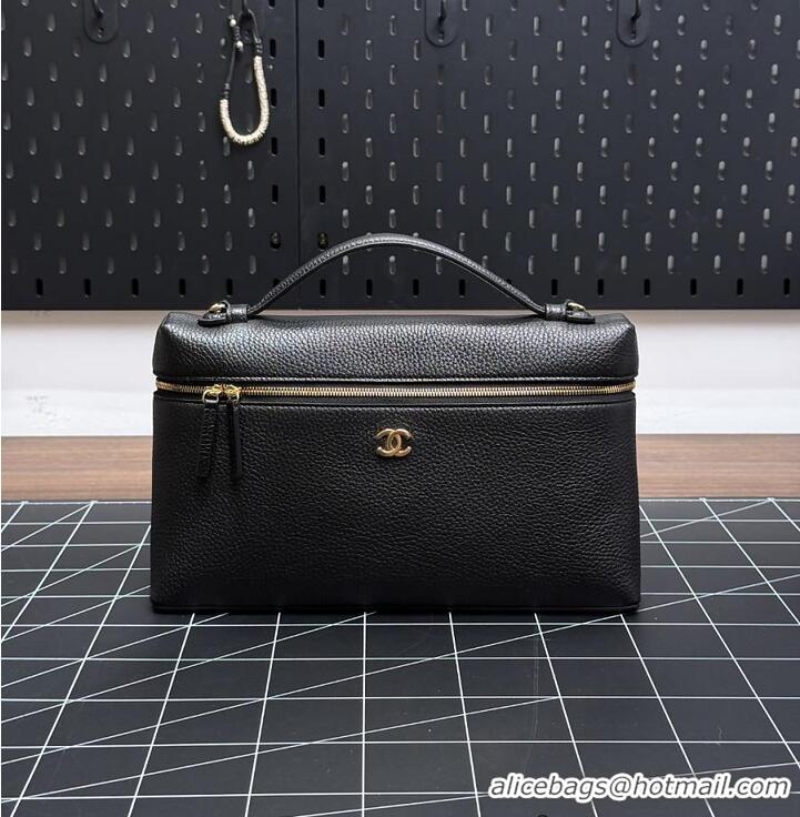 Most Popular Chanel Large Vanity with chain Grained Calfskin & Gold-Tone Metal AS6278 Black