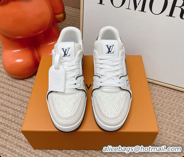 Low Cost Louis Vuitton LV Trainer Sneakers White Calfskin Leather 6062104