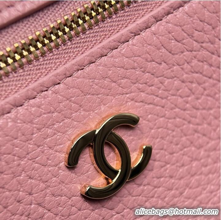 Pretty Style Chanel Large Vanity with chain Grained Calfskin & Gold-Tone Metal AS6278 Pink