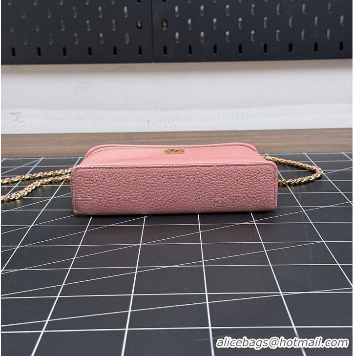 Pretty Style Chanel Large Vanity with chain Grained Calfskin & Gold-Tone Metal AS6278 Pink