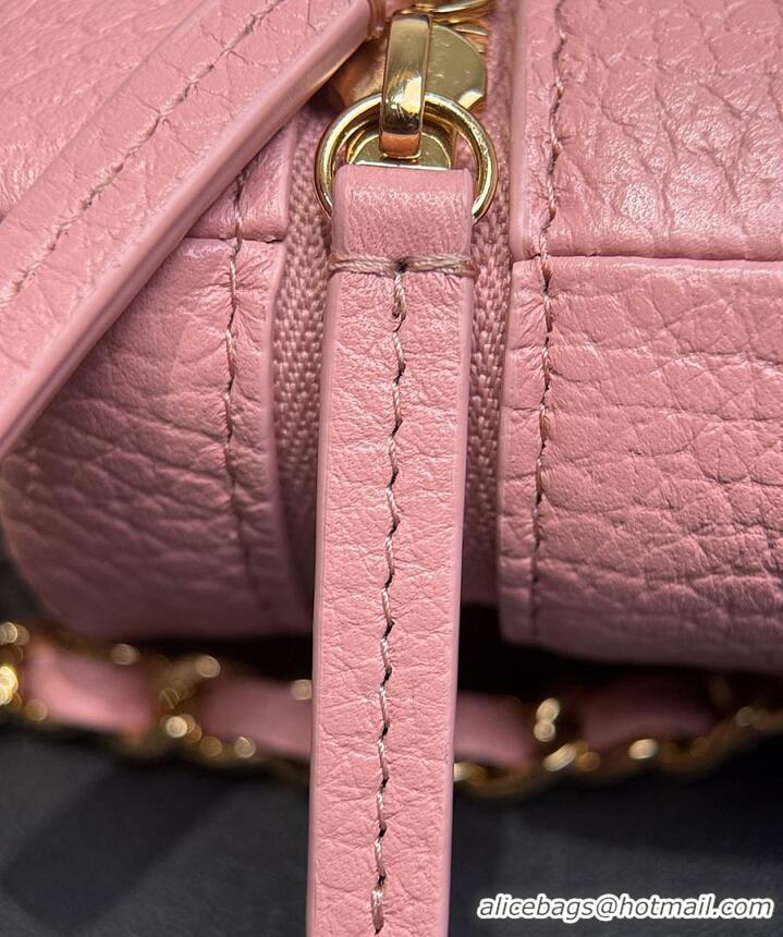 Pretty Style Chanel Large Vanity with chain Grained Calfskin & Gold-Tone Metal AS6278 Pink