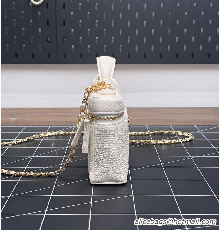 Top Design Chanel Large Vanity with chain Grained Calfskin & Gold-Tone Metal AS6278 White