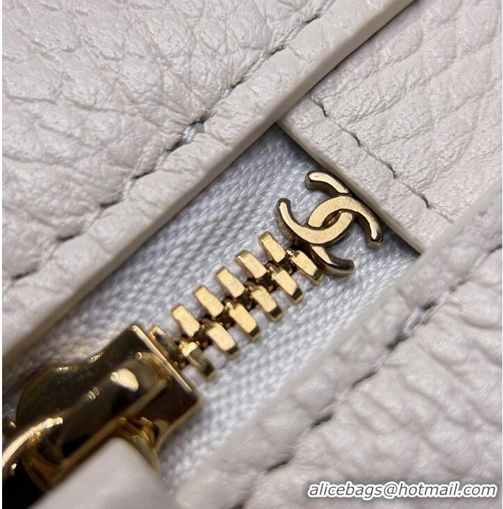 Top Design Chanel Large Vanity with chain Grained Calfskin & Gold-Tone Metal AS6278 White