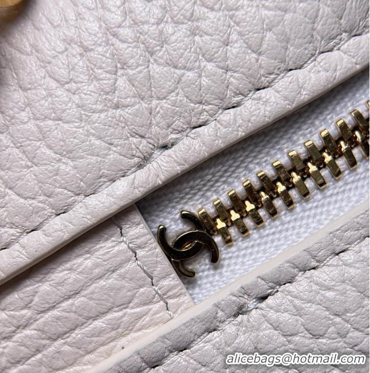 Top Design Chanel Large Vanity with chain Grained Calfskin & Gold-Tone Metal AS6278 White