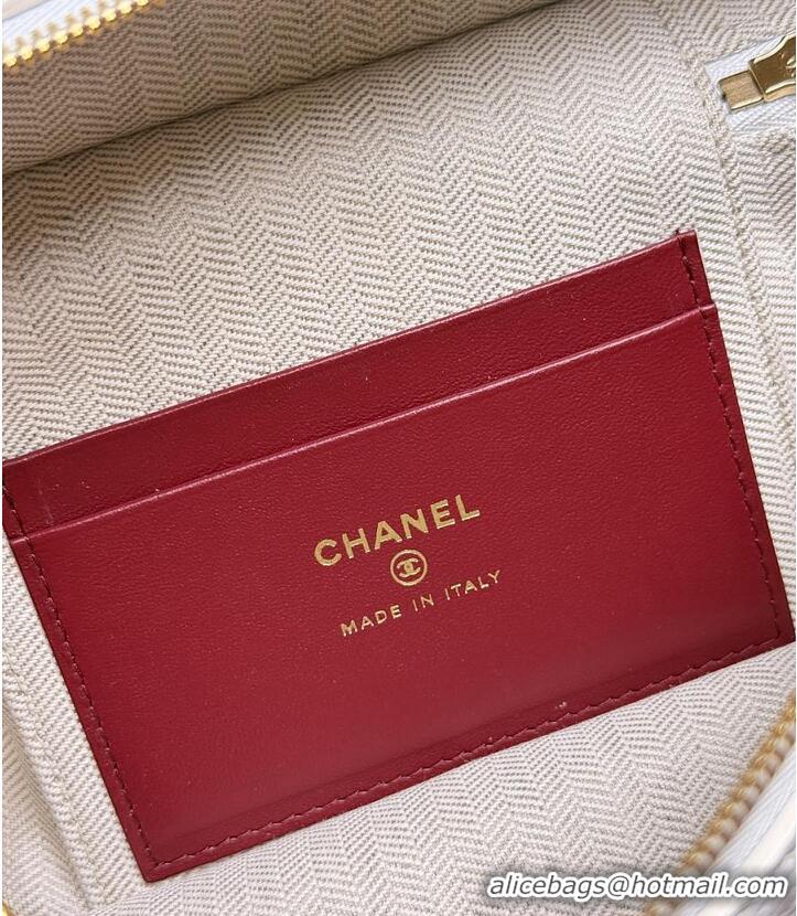 Top Design Chanel Large Vanity with chain Grained Calfskin & Gold-Tone Metal AS6278 White