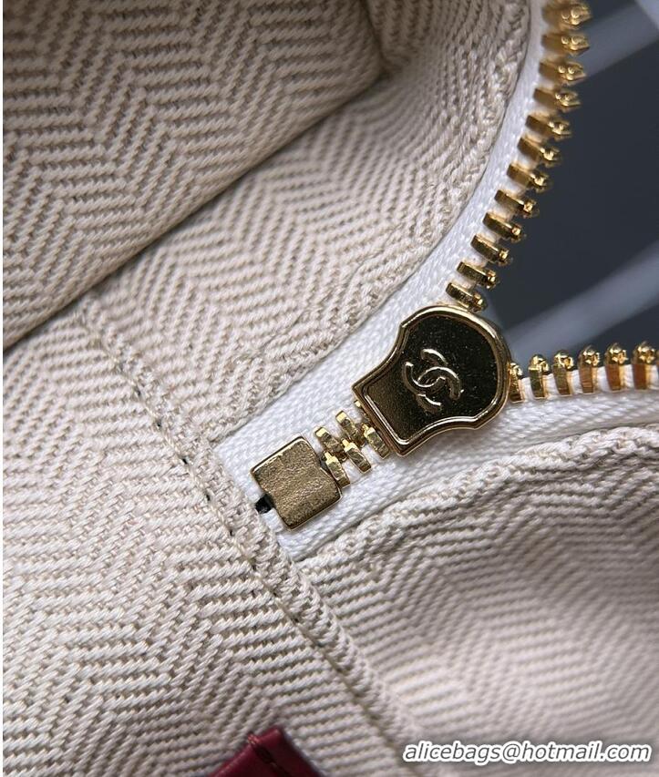 Top Design Chanel Large Vanity with chain Grained Calfskin & Gold-Tone Metal AS6278 White