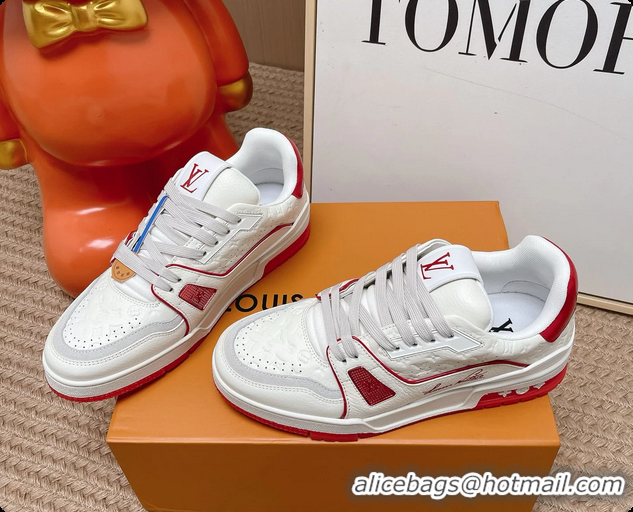 Shop Duplicate Louis Vuitton LV Trainer Sneakers White Calfskin Leather 6062104