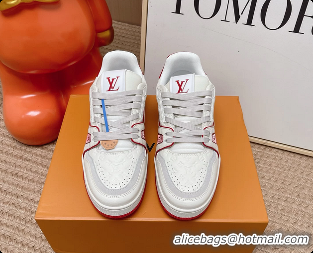 Shop Duplicate Louis Vuitton LV Trainer Sneakers White Calfskin Leather 6062104