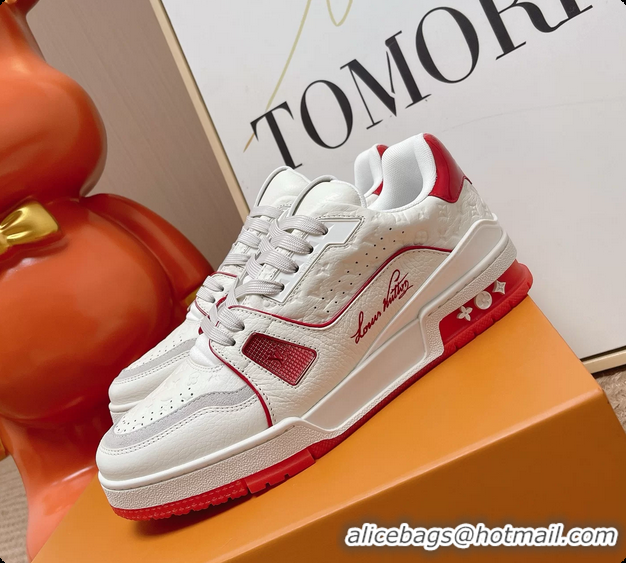 Shop Duplicate Louis Vuitton LV Trainer Sneakers White Calfskin Leather 6062104