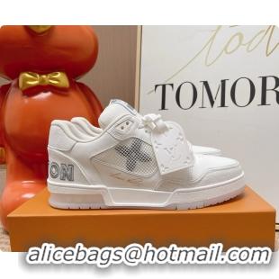 Charming Louis Vuitton LV Trainer Sneakers White Calfskin and Mesh 6062104