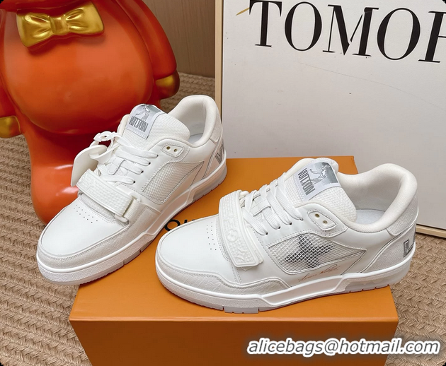 Charming Louis Vuitton LV Trainer Sneakers White Calfskin and Mesh 6062104