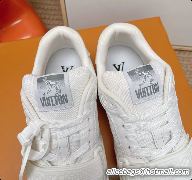 Charming Louis Vuitton LV Trainer Sneakers White Calfskin and Mesh 6062104
