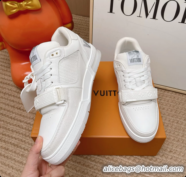 Charming Louis Vuitton LV Trainer Sneakers White Calfskin and Mesh 6062104