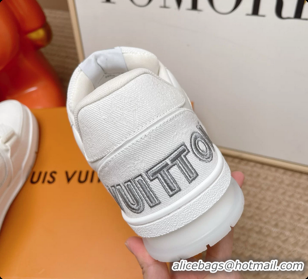 Charming Louis Vuitton LV Trainer Sneakers White Calfskin and Mesh 6062104