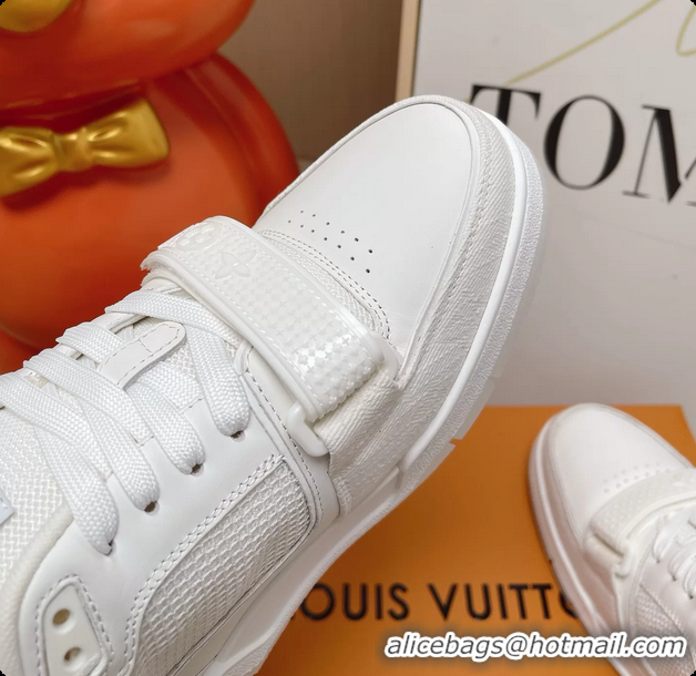 Charming Louis Vuitton LV Trainer Sneakers White Calfskin and Mesh 6062104