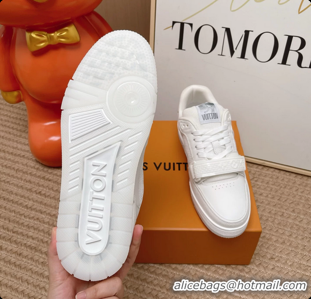 Charming Louis Vuitton LV Trainer Sneakers White Calfskin and Mesh 6062104