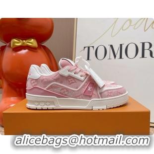 Hot Style Louis Vuitton LV Trainer Sneakers Pink Monogram Denim Canvas 6062104