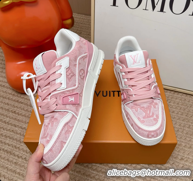 Hot Style Louis Vuitton LV Trainer Sneakers Pink Monogram Denim Canvas 6062104