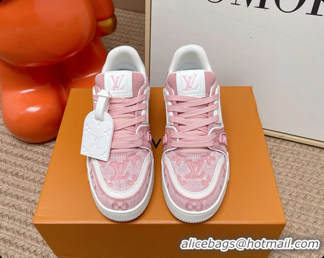 Hot Style Louis Vuitton LV Trainer Sneakers Pink Monogram Denim Canvas 6062104