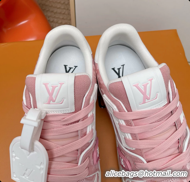 Hot Style Louis Vuitton LV Trainer Sneakers Pink Monogram Denim Canvas 6062104