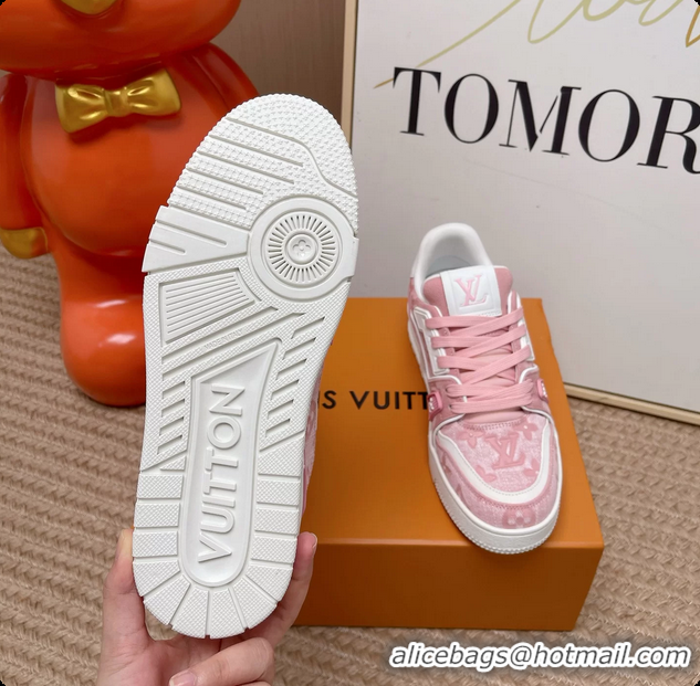 Hot Style Louis Vuitton LV Trainer Sneakers Pink Monogram Denim Canvas 6062104