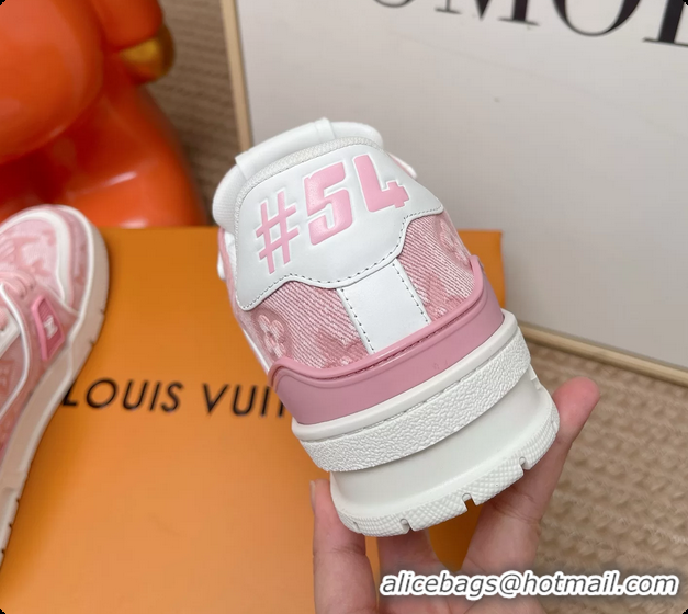 Hot Style Louis Vuitton LV Trainer Sneakers Pink Monogram Denim Canvas 6062104