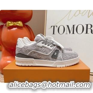 Good Product Louis Vuitton LV Trainer Sneakers Gray Monogram Denim Canvas 6062104