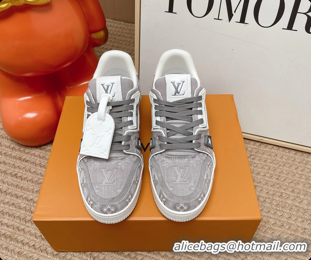 Good Product Louis Vuitton LV Trainer Sneakers Gray Monogram Denim Canvas 6062104