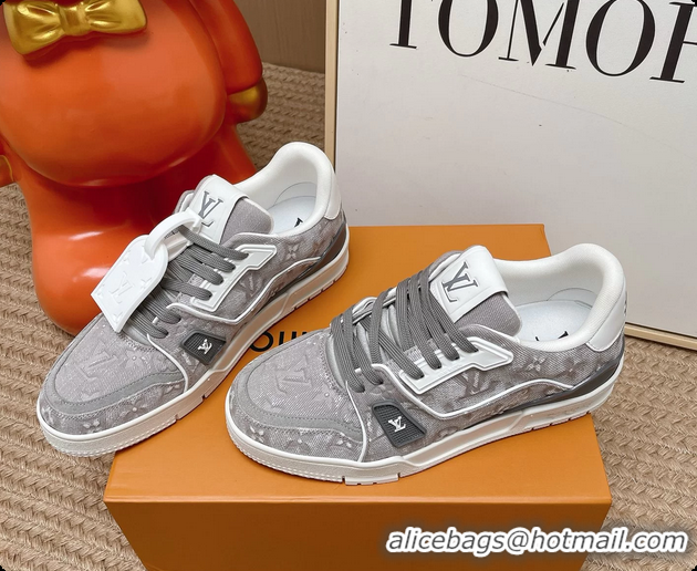 Good Product Louis Vuitton LV Trainer Sneakers Gray Monogram Denim Canvas 6062104