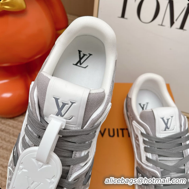 Good Product Louis Vuitton LV Trainer Sneakers Gray Monogram Denim Canvas 6062104