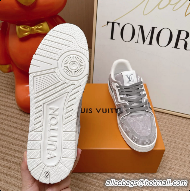 Good Product Louis Vuitton LV Trainer Sneakers Gray Monogram Denim Canvas 6062104