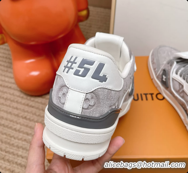 Good Product Louis Vuitton LV Trainer Sneakers Gray Monogram Denim Canvas 6062104