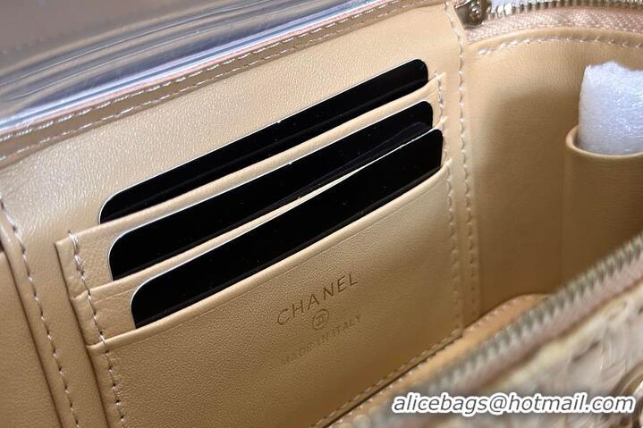 Top Quality Chanel Classic Long Vanity with Chain Braided Raffia & Gold-Tone Metal AS6279 Beige