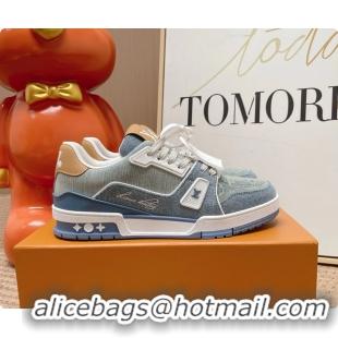 Sumptuous Louis Vuitton LV Trainer Sneakers Denim Blue Fabric 6062104