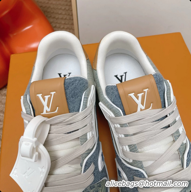 Sumptuous Louis Vuitton LV Trainer Sneakers Denim Blue Fabric 6062104