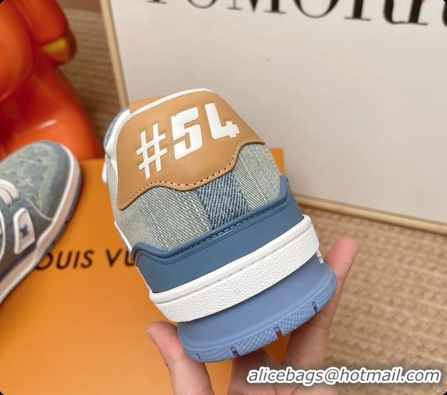 Sumptuous Louis Vuitton LV Trainer Sneakers Denim Blue Fabric 6062104
