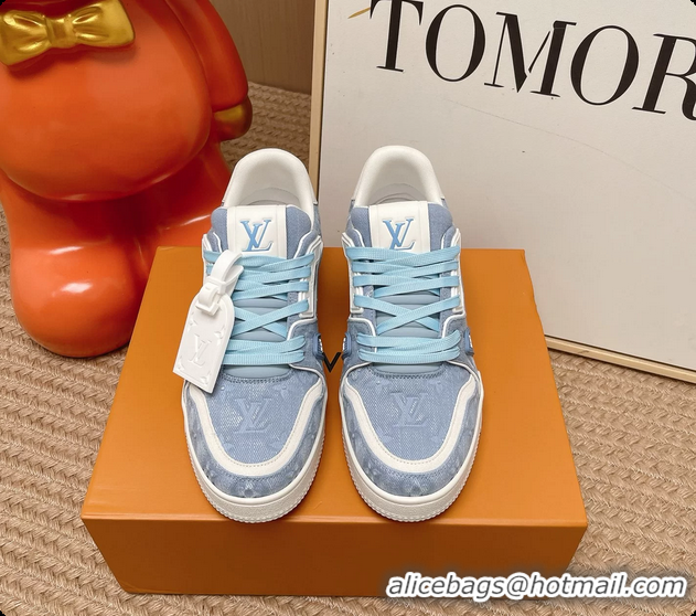 Trendy Design Louis Vuitton LV Trainer Sneakers Blue Monogram Denim Canvas 6062104