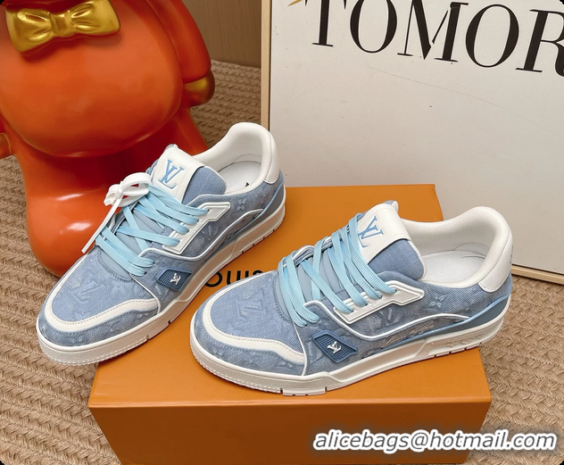 Trendy Design Louis Vuitton LV Trainer Sneakers Blue Monogram Denim Canvas 6062104