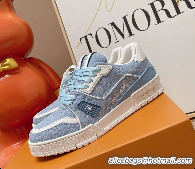 Trendy Design Louis Vuitton LV Trainer Sneakers Blue Monogram Denim Canvas 6062104