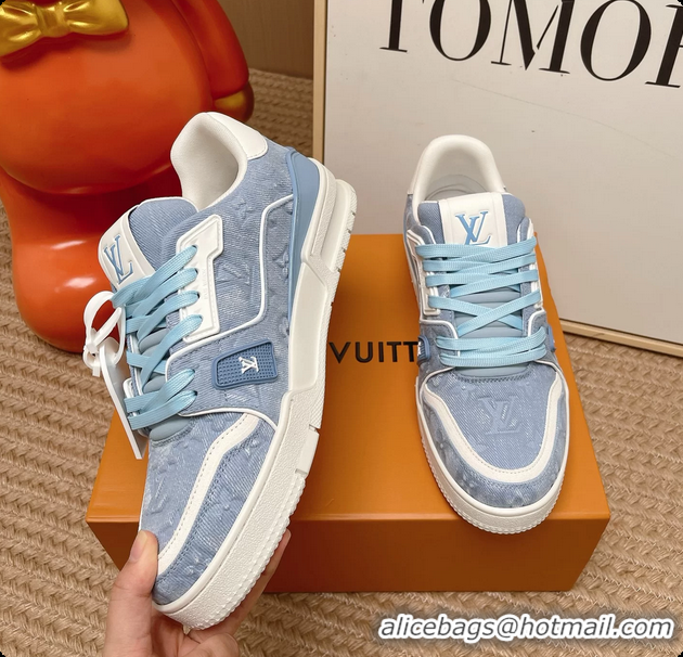 Trendy Design Louis Vuitton LV Trainer Sneakers Blue Monogram Denim Canvas 6062104