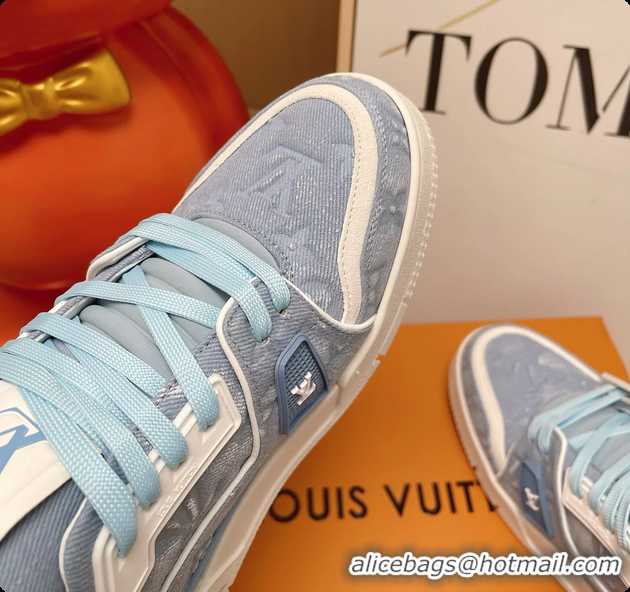 Trendy Design Louis Vuitton LV Trainer Sneakers Blue Monogram Denim Canvas 6062104