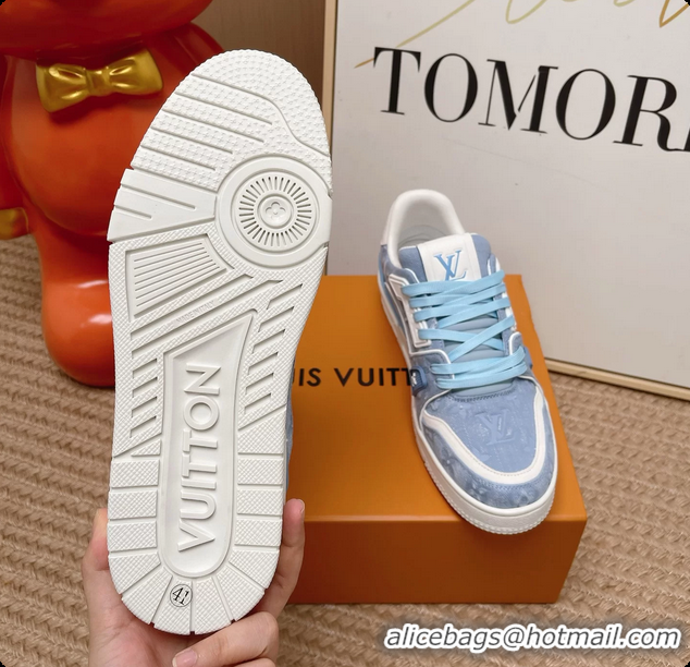 Trendy Design Louis Vuitton LV Trainer Sneakers Blue Monogram Denim Canvas 6062104