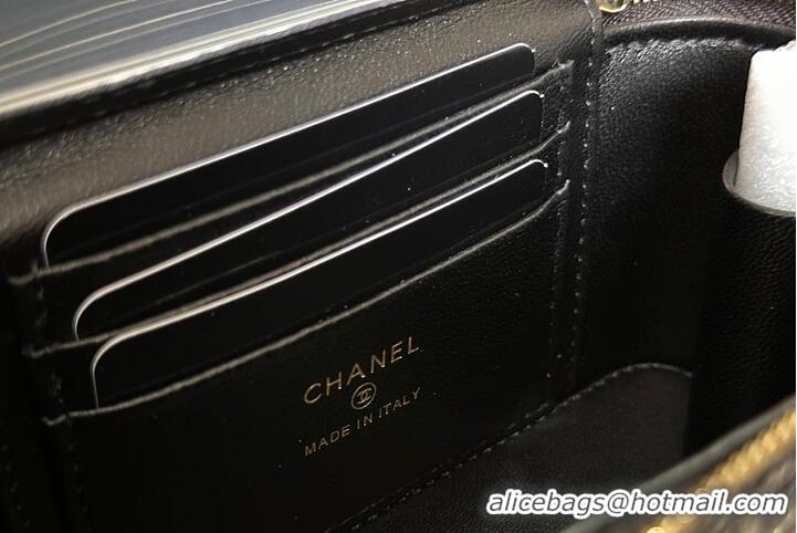 Promotional Chanel Classic Long Vanity with Chain Braided Raffia & Gold-Tone Metal AS6279 Black