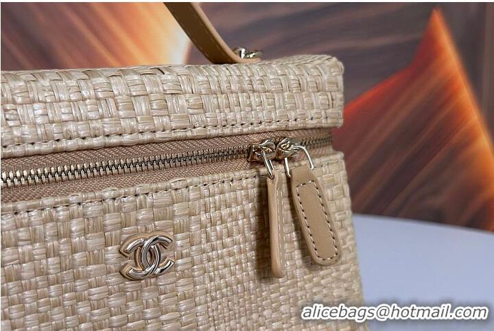 Buy Cheap Chanel Classic Long Vanity with Chain Braided Raffia & Gold-Tone Metal AS6280 Black