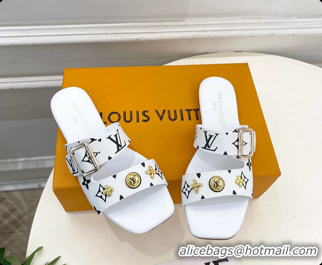 Duplicate Louis Vuitton White Monogram Canvas Flat Slides Sandals 6062105