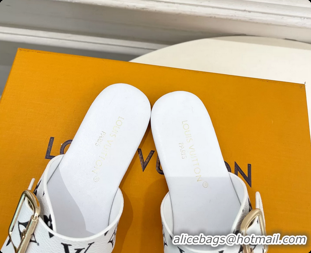 Duplicate Louis Vuitton White Monogram Canvas Flat Slides Sandals 6062105