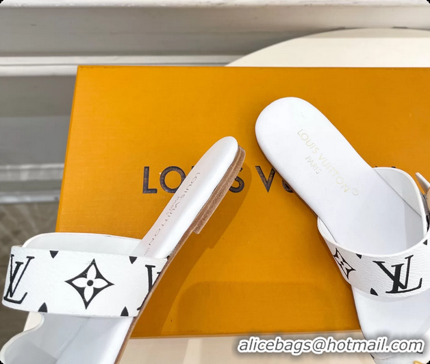 Duplicate Louis Vuitton White Monogram Canvas Flat Slides Sandals 6062105