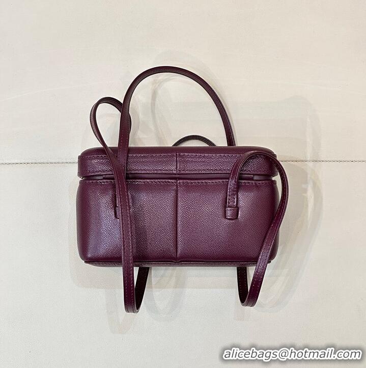 Grade Quality Chanel Long Vanity with Leather Strap Grained Shiny Calfskin & Gold-Tone Metal AS6282 Burgundy