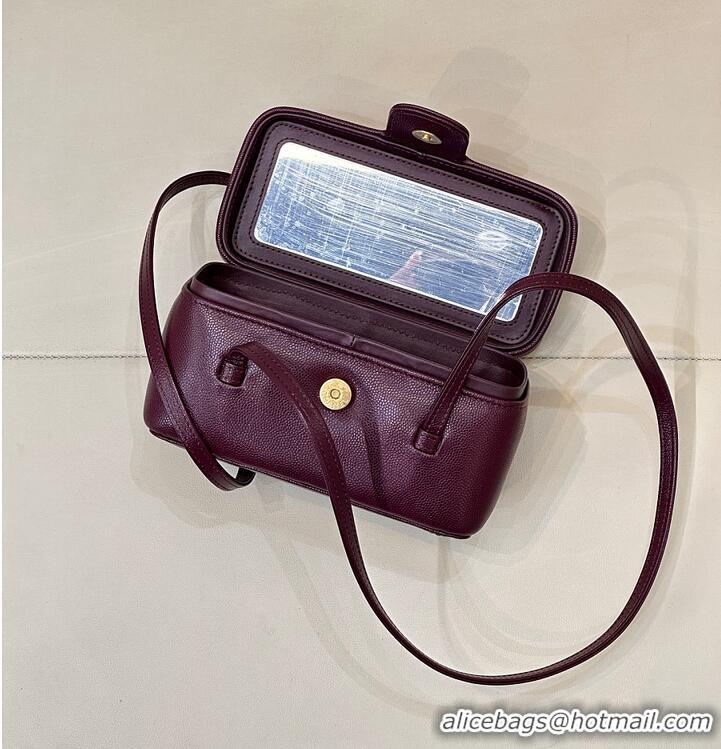 Grade Quality Chanel Long Vanity with Leather Strap Grained Shiny Calfskin & Gold-Tone Metal AS6282 Burgundy