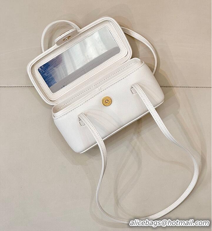 Market Sells Chanel Long Vanity with Leather Strap Grained Shiny Calfskin & Gold-Tone Metal AS6282 White